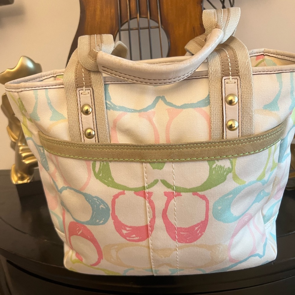 Coach Multicolor Mini Tote Bag – Pastel Signature C Print - Picture 5 of 9